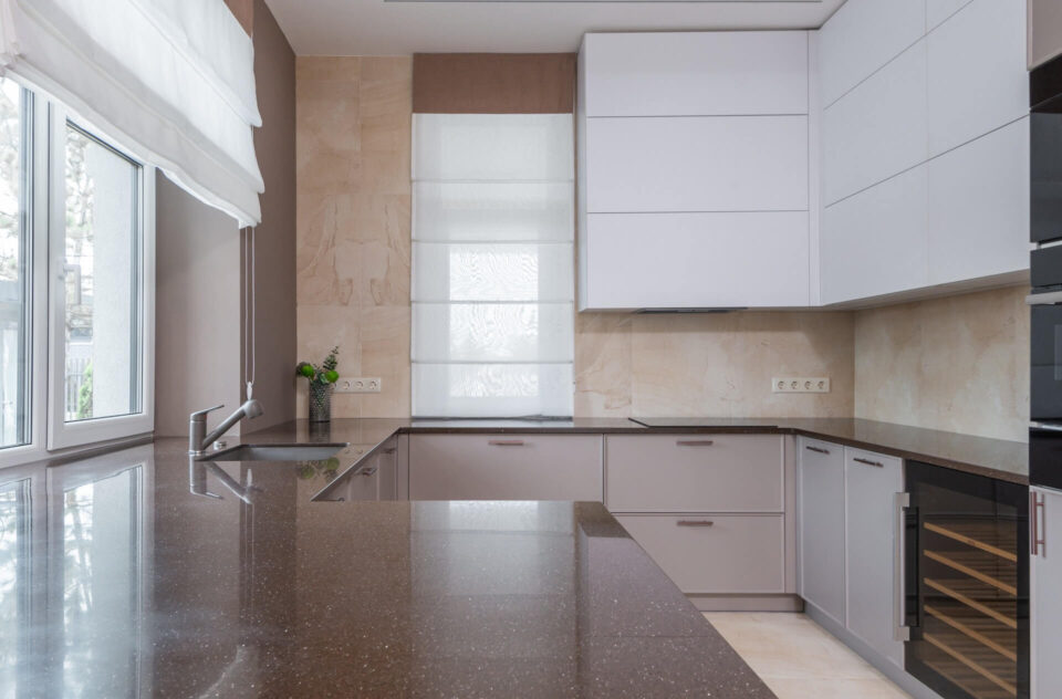 Kitchen travertine countertop — D and W SRQ, Sarasota